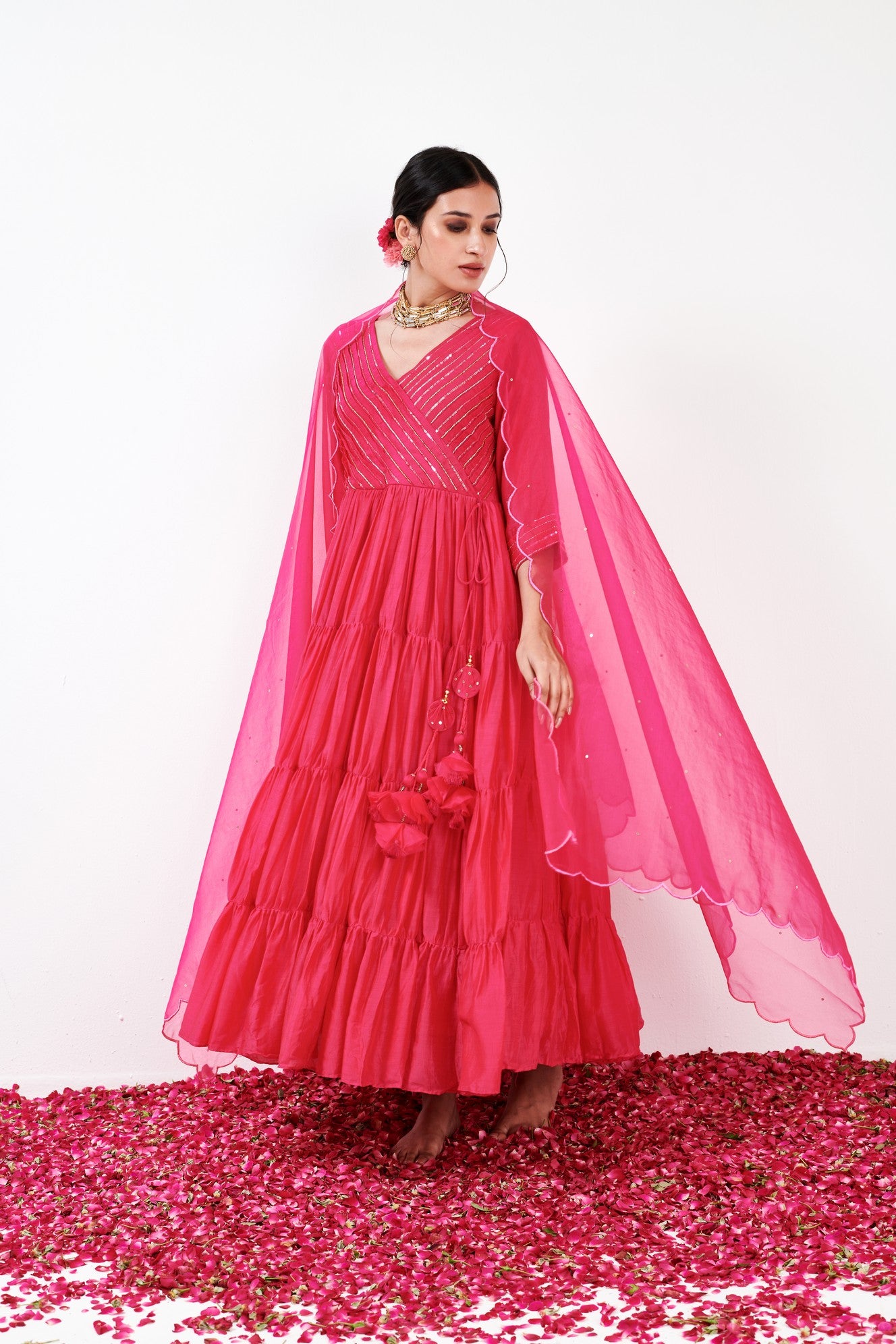 Aanya Hot pink annarkali Set