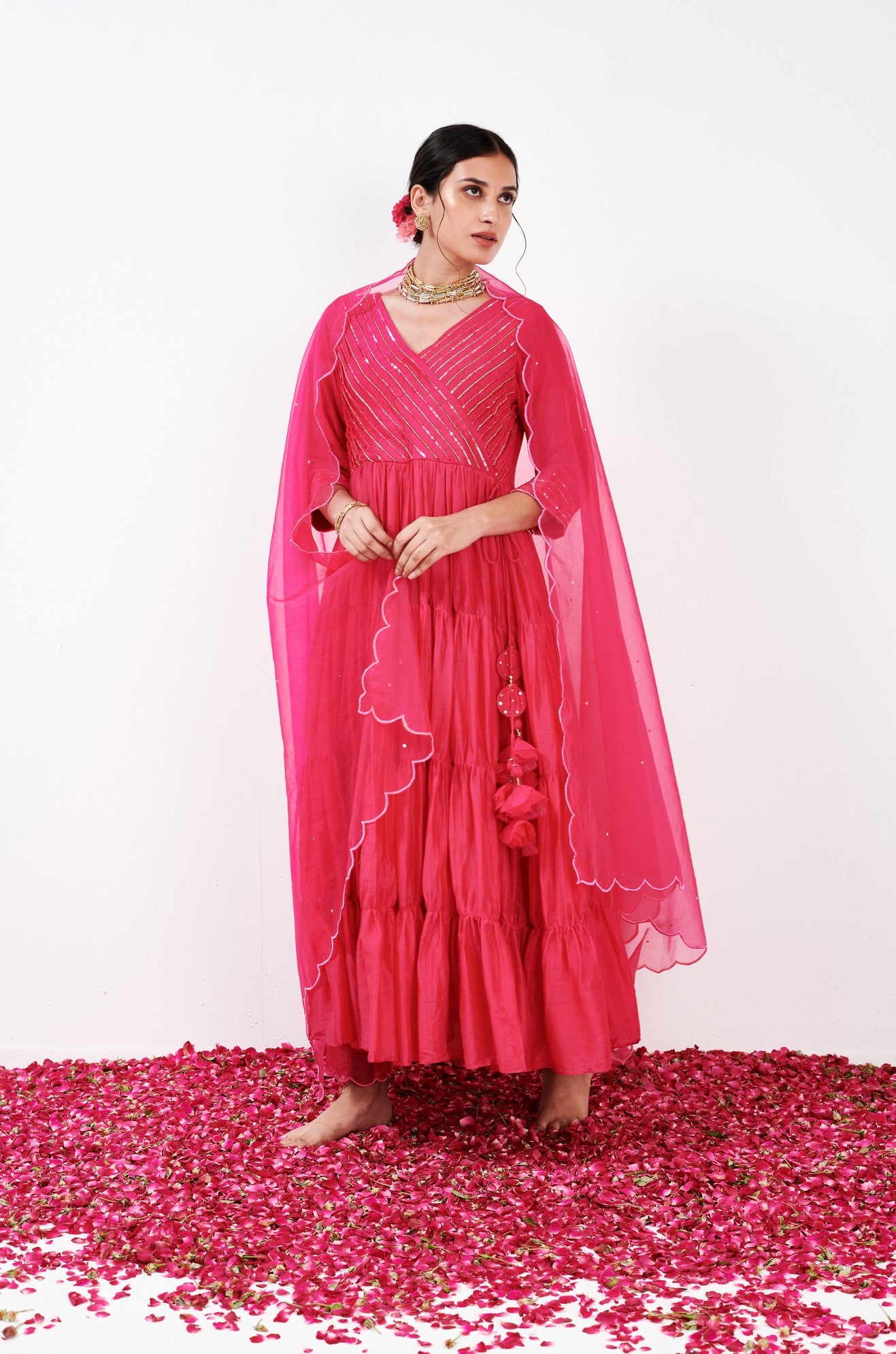 Aanya Hot pink annarkali Set