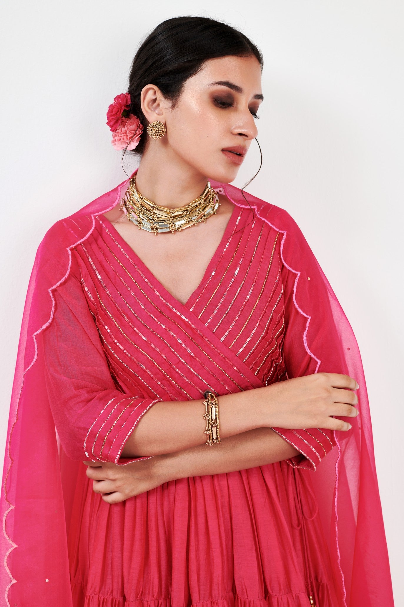 Aanya Hot pink annarkali Set