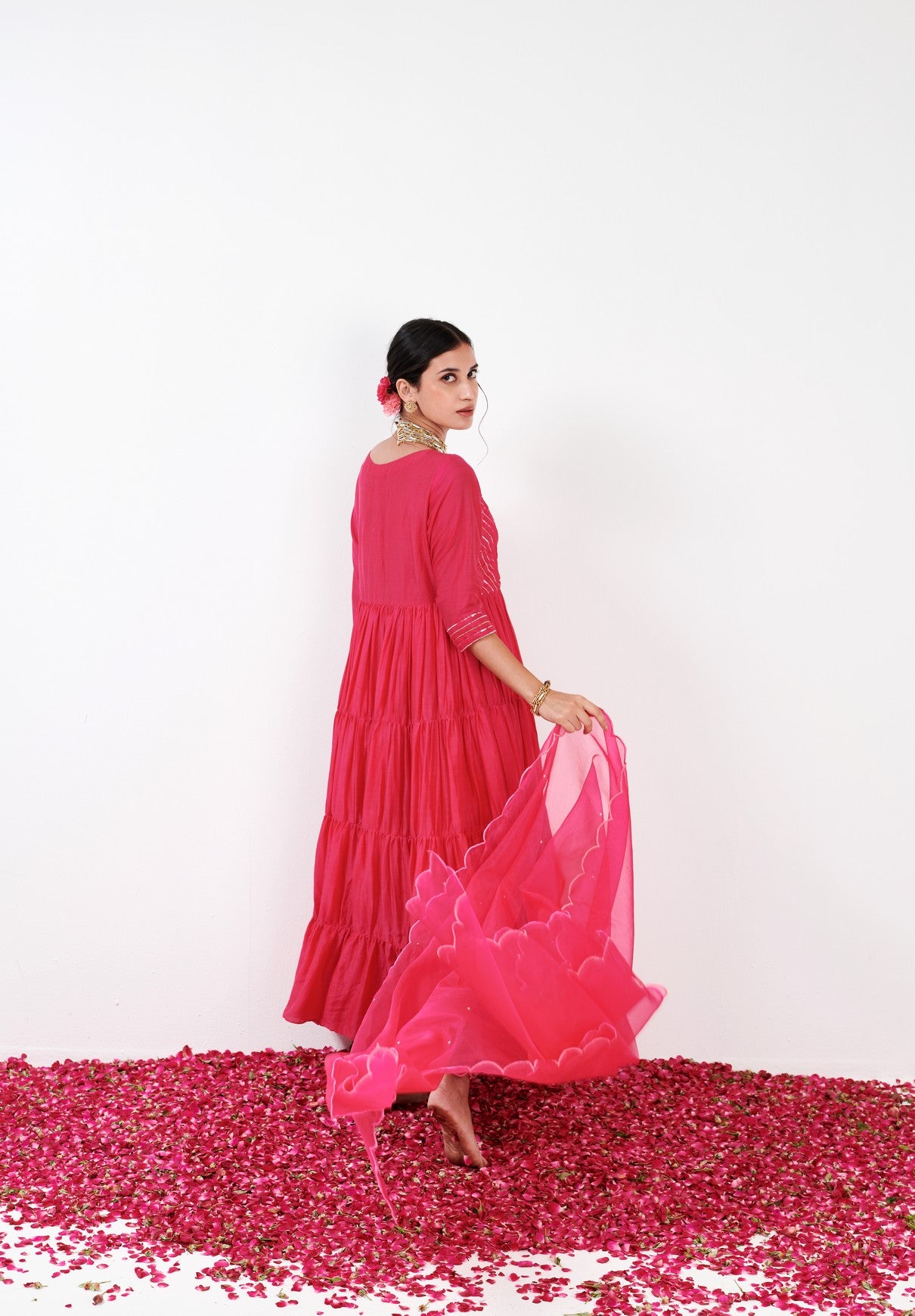 Aanya Hot pink annarkali Set