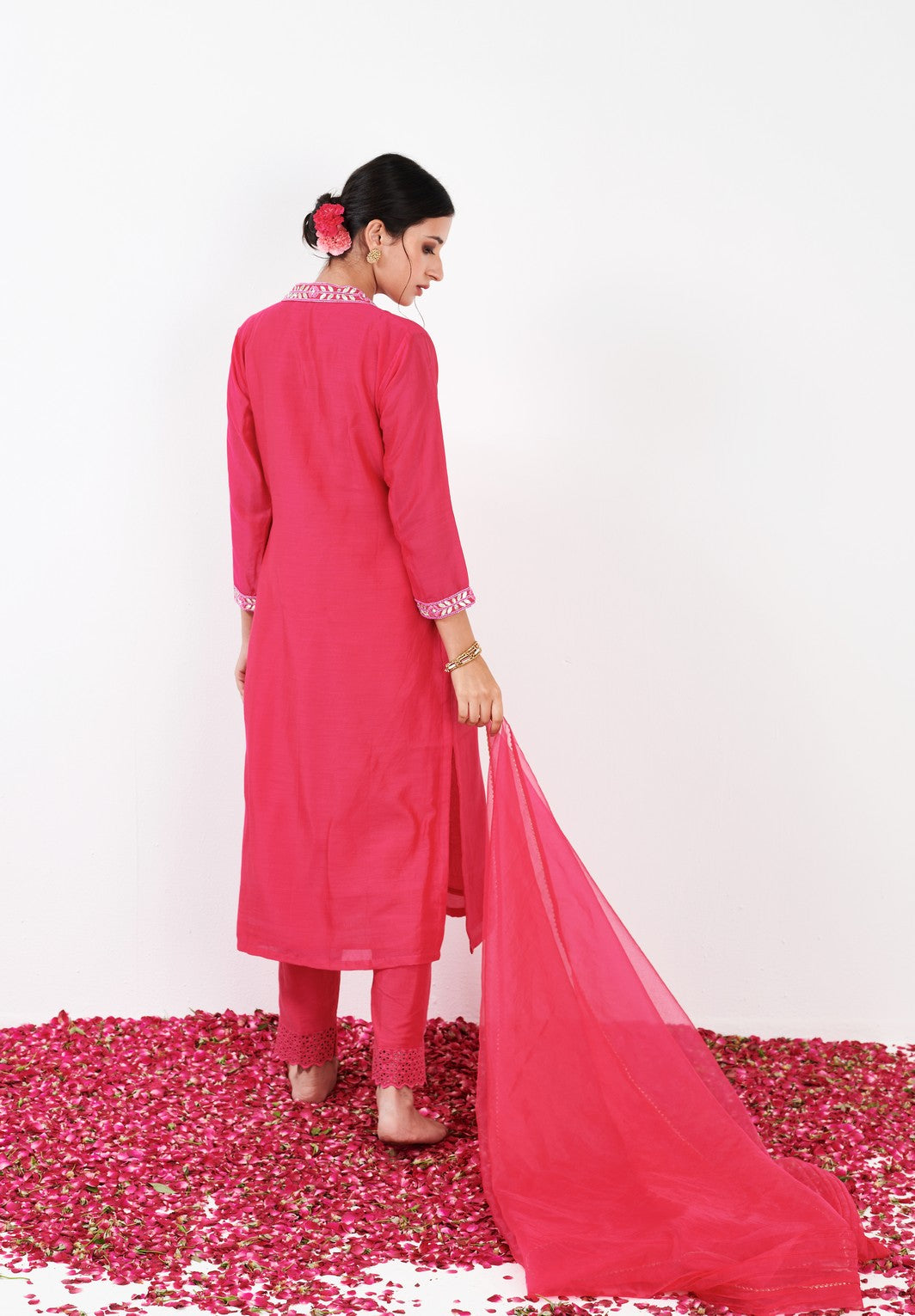 Myrha Hot pink Pintuck Kurta set