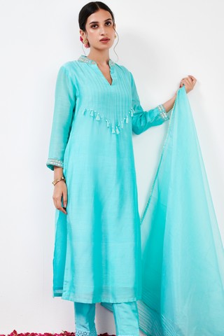 Myrha Aqua Pintuck Kurta Set