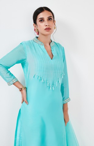 Myrha Aqua Pintuck Kurta Set