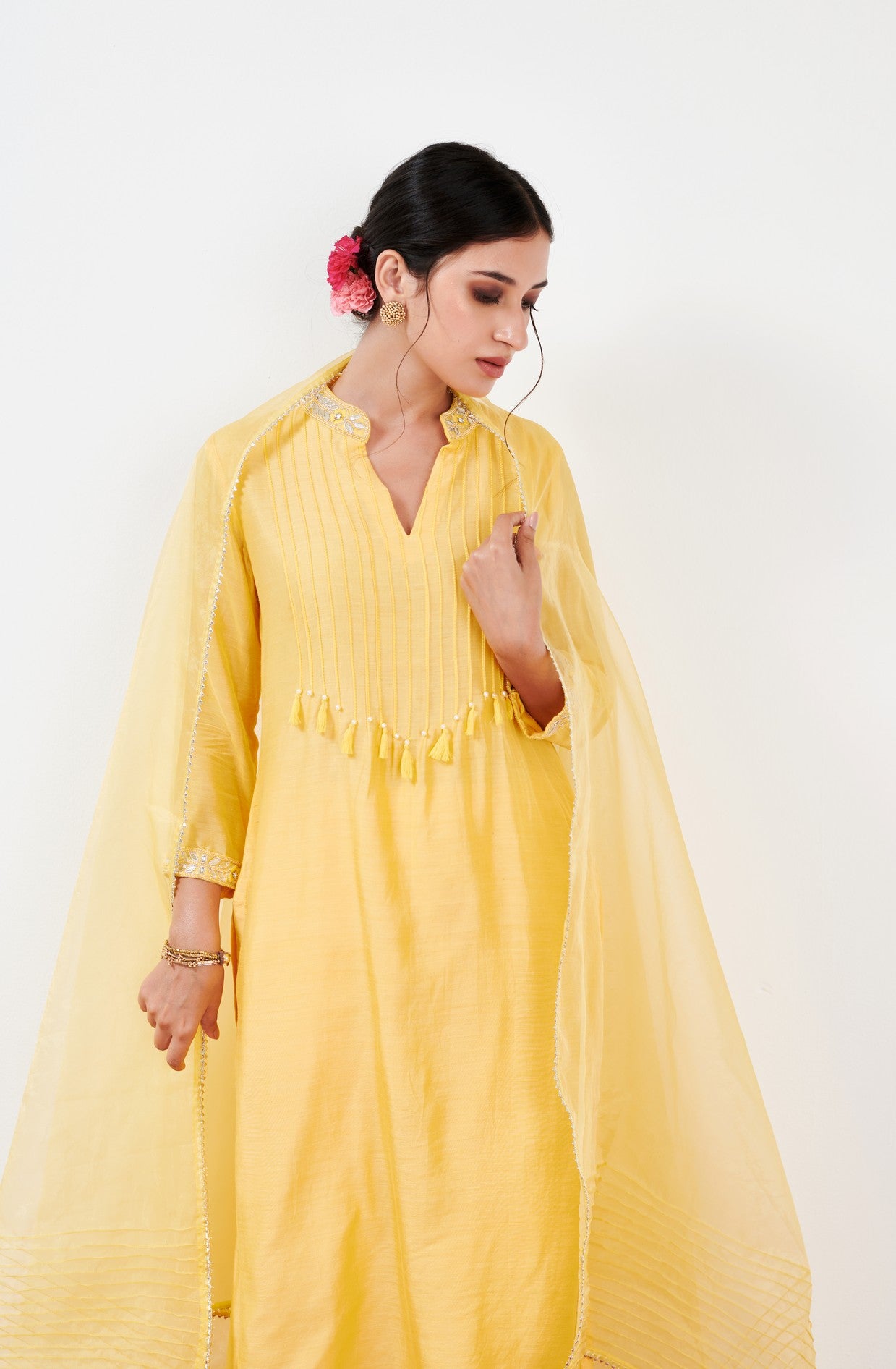 Myrha Yellow  Pintuck Kurta set