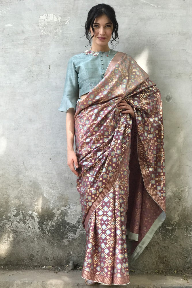 ikat printed silk saree