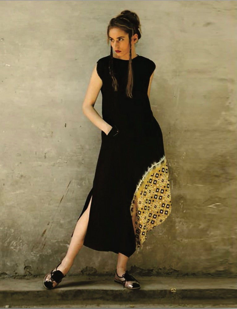 black mustard cowl kurta dress