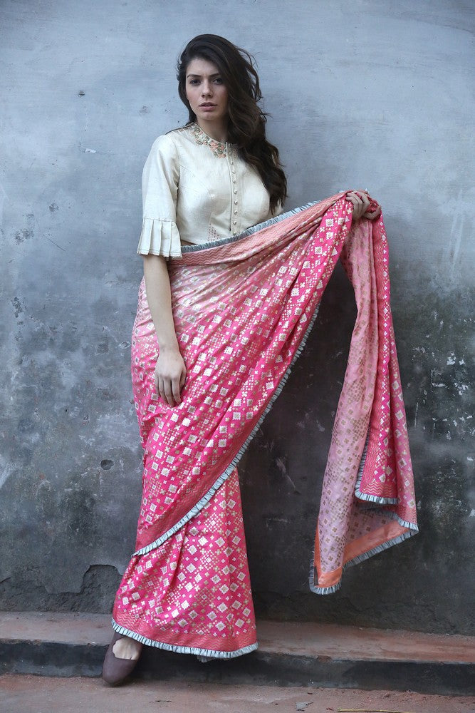 printed silk saree