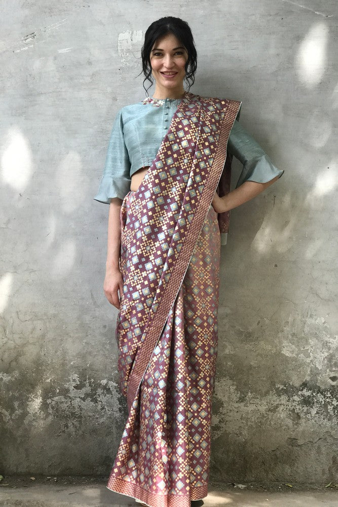 ikat printed silk saree