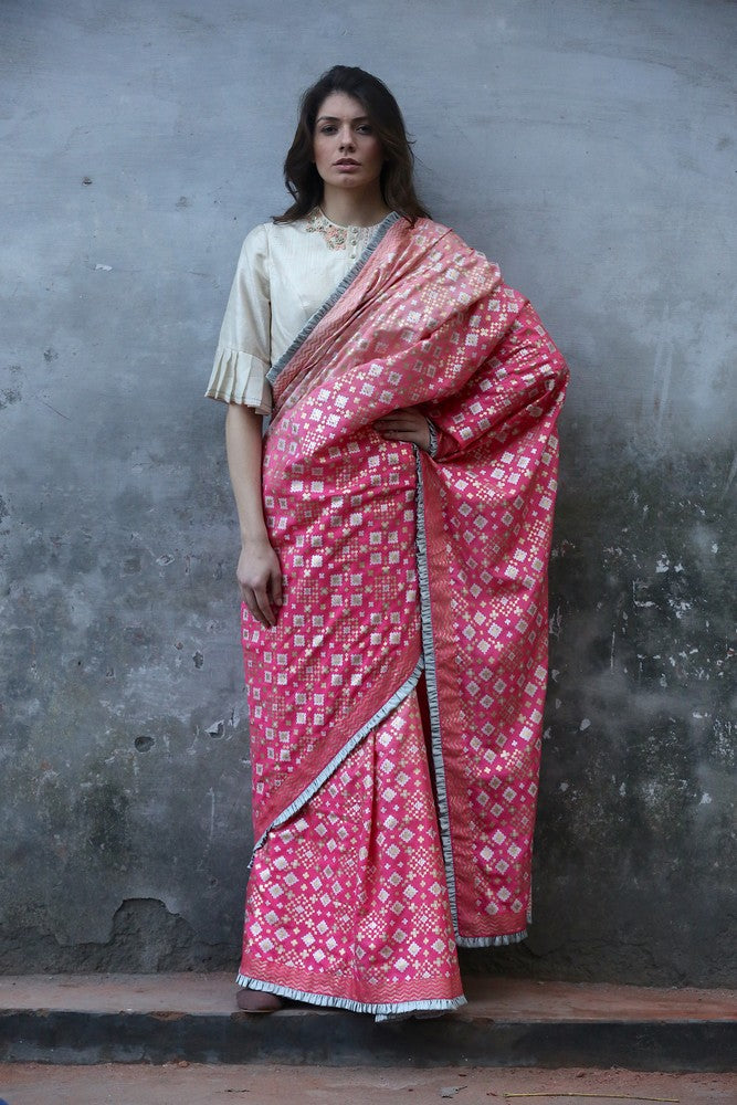 printed silk saree