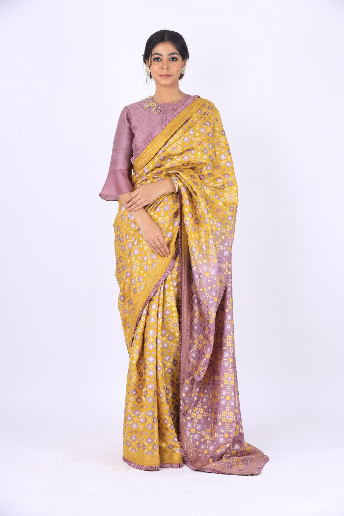 mustard saree set