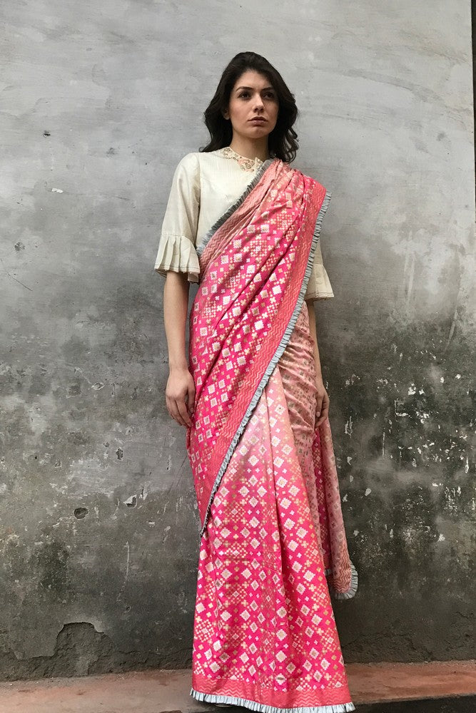 printed silk saree