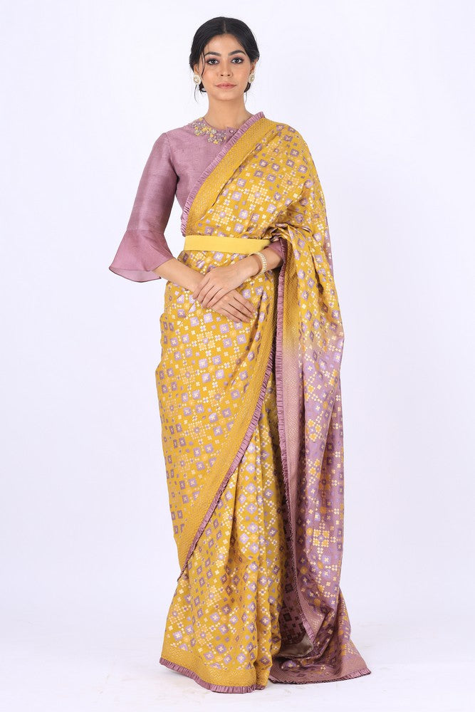 mustard saree set