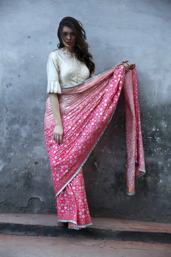 printed silk saree