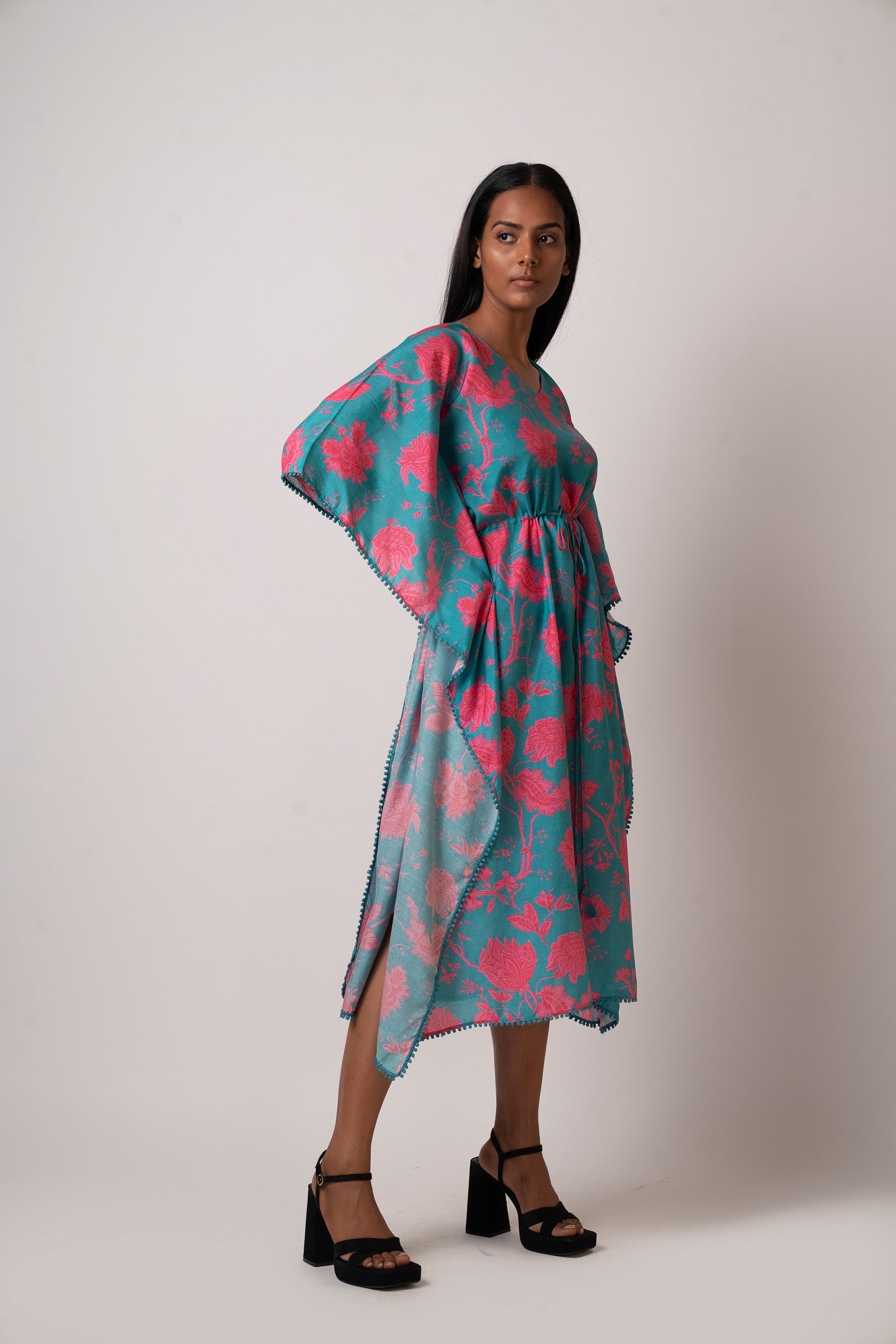 Blue Floral Kaftan Dress