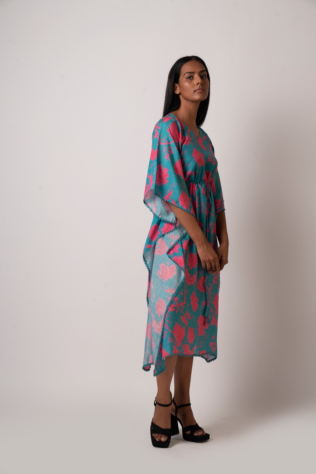 Blue Floral Kaftan Dress