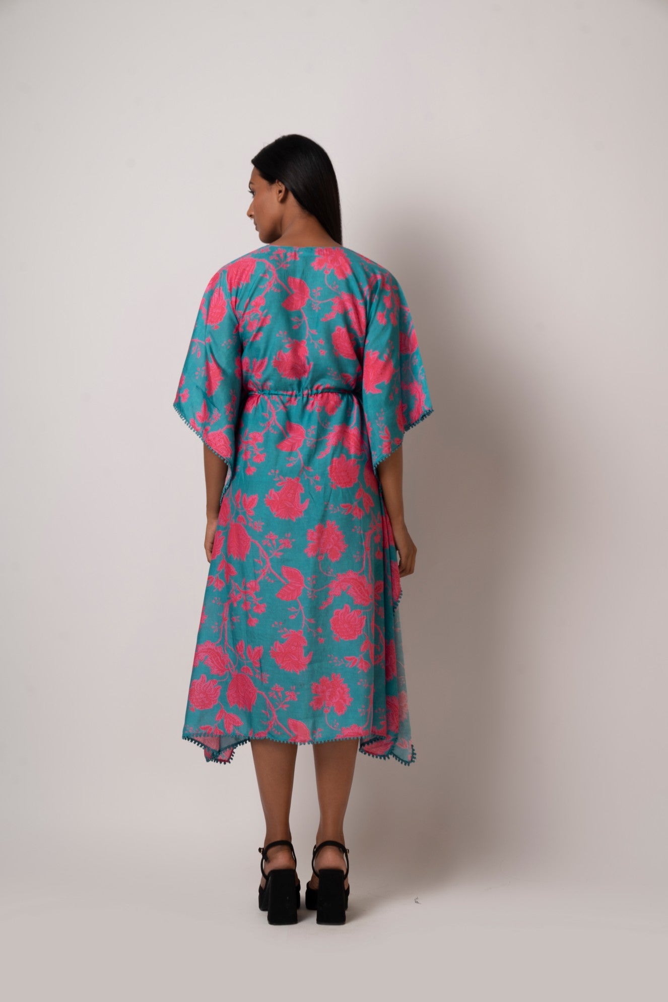 Blue Floral Kaftan Dress