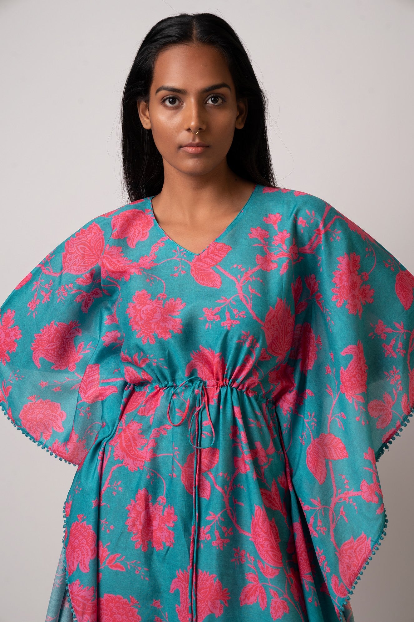 Blue Floral Kaftan Dress