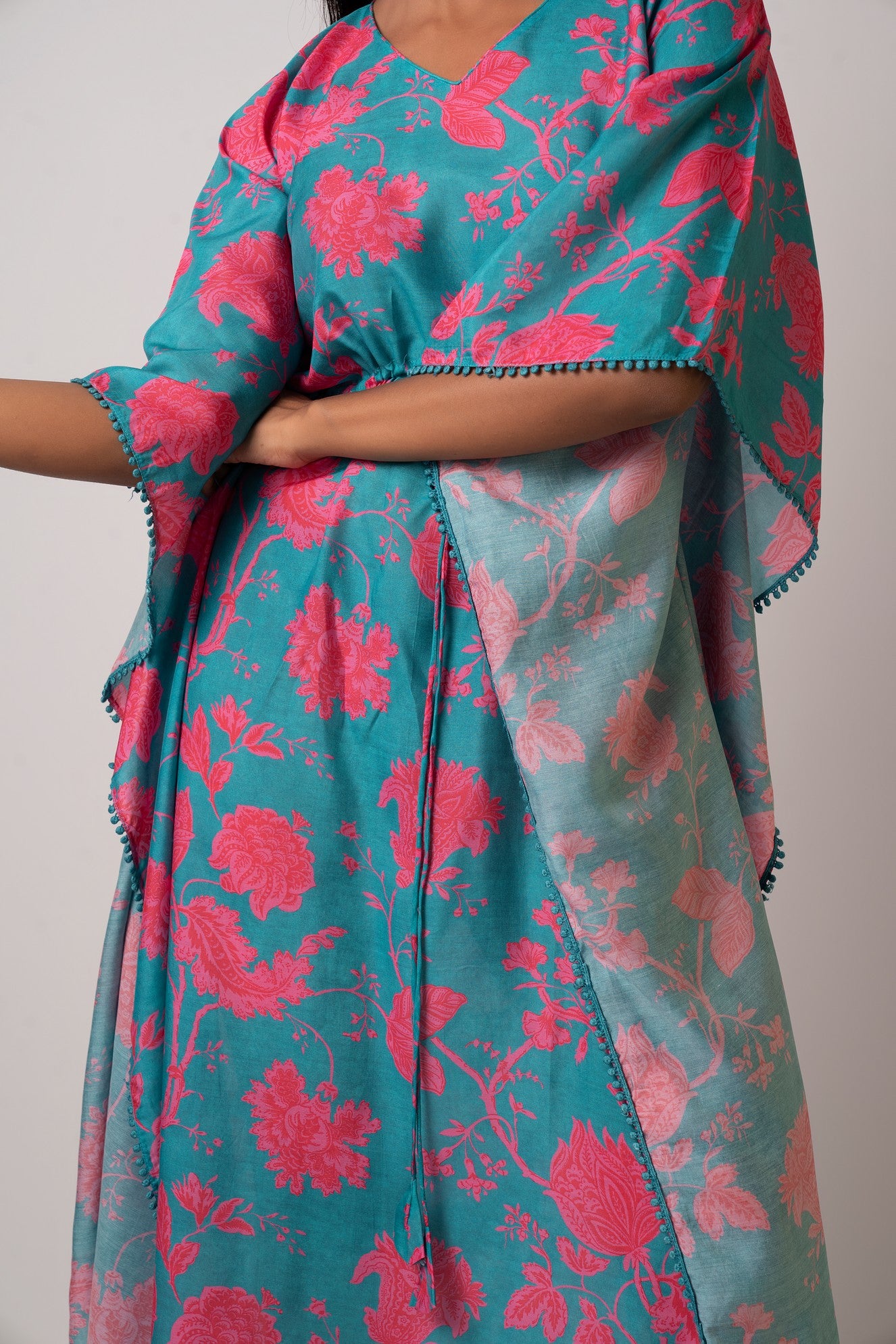 Blue Floral Kaftan Dress