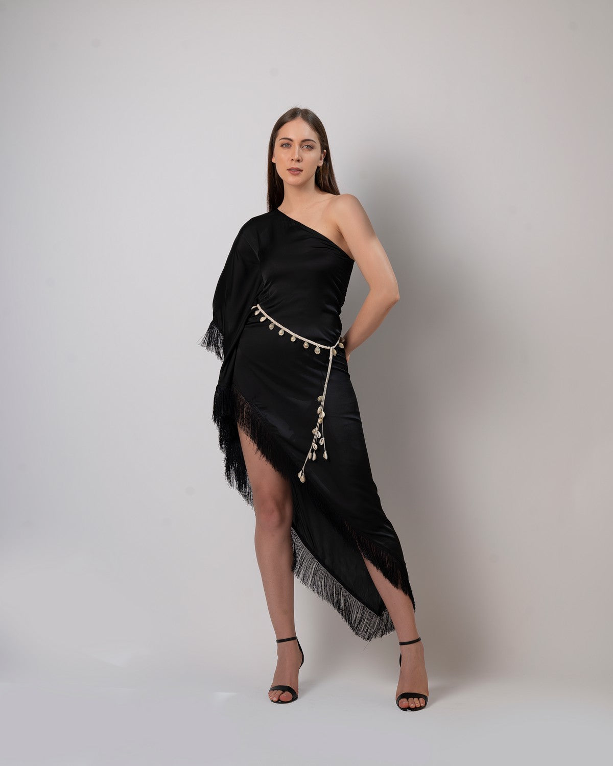 Black One Side Kaftan Dress