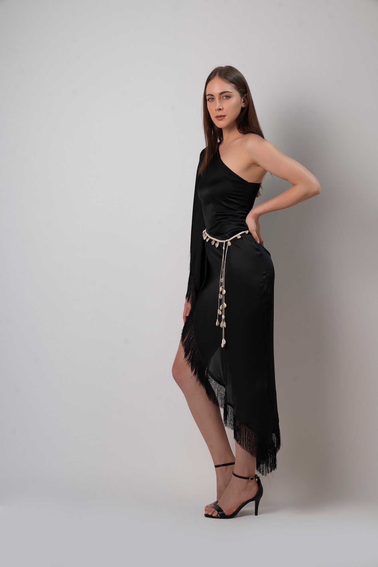 Black One Side Kaftan Dress