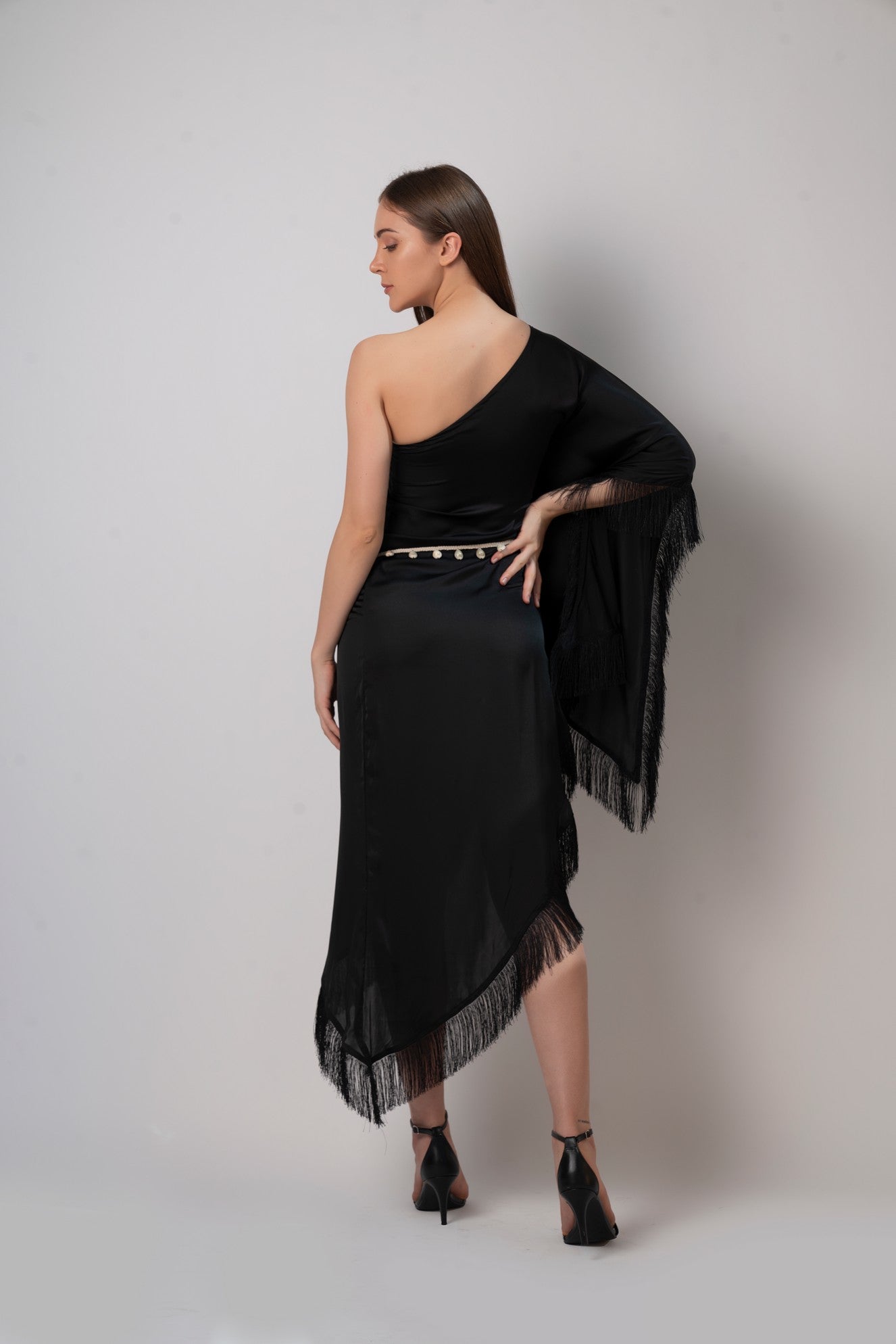 Black One Side Kaftan Dress