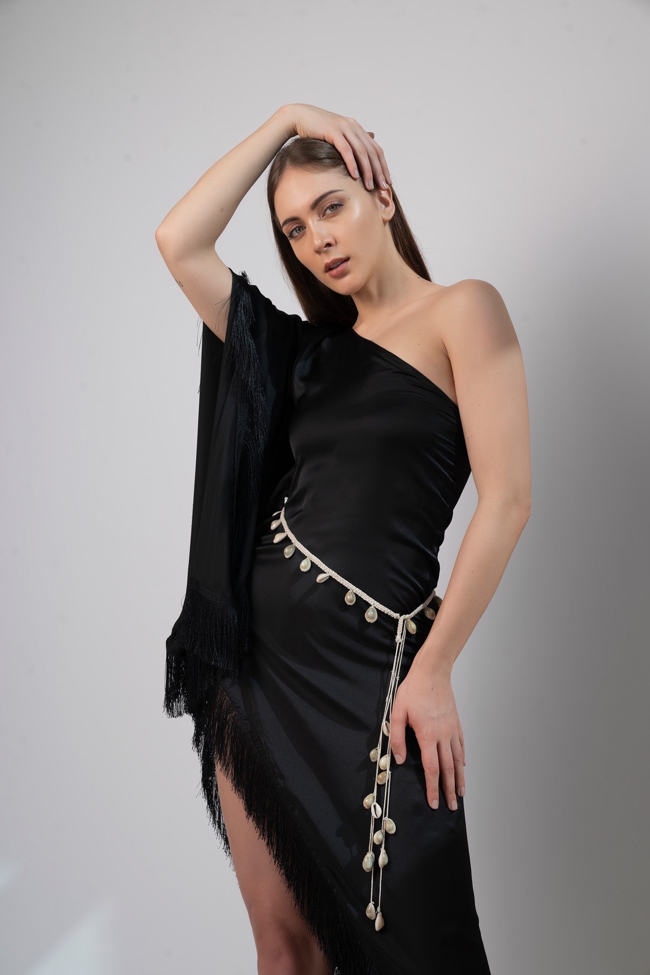 Black One Side Kaftan Dress