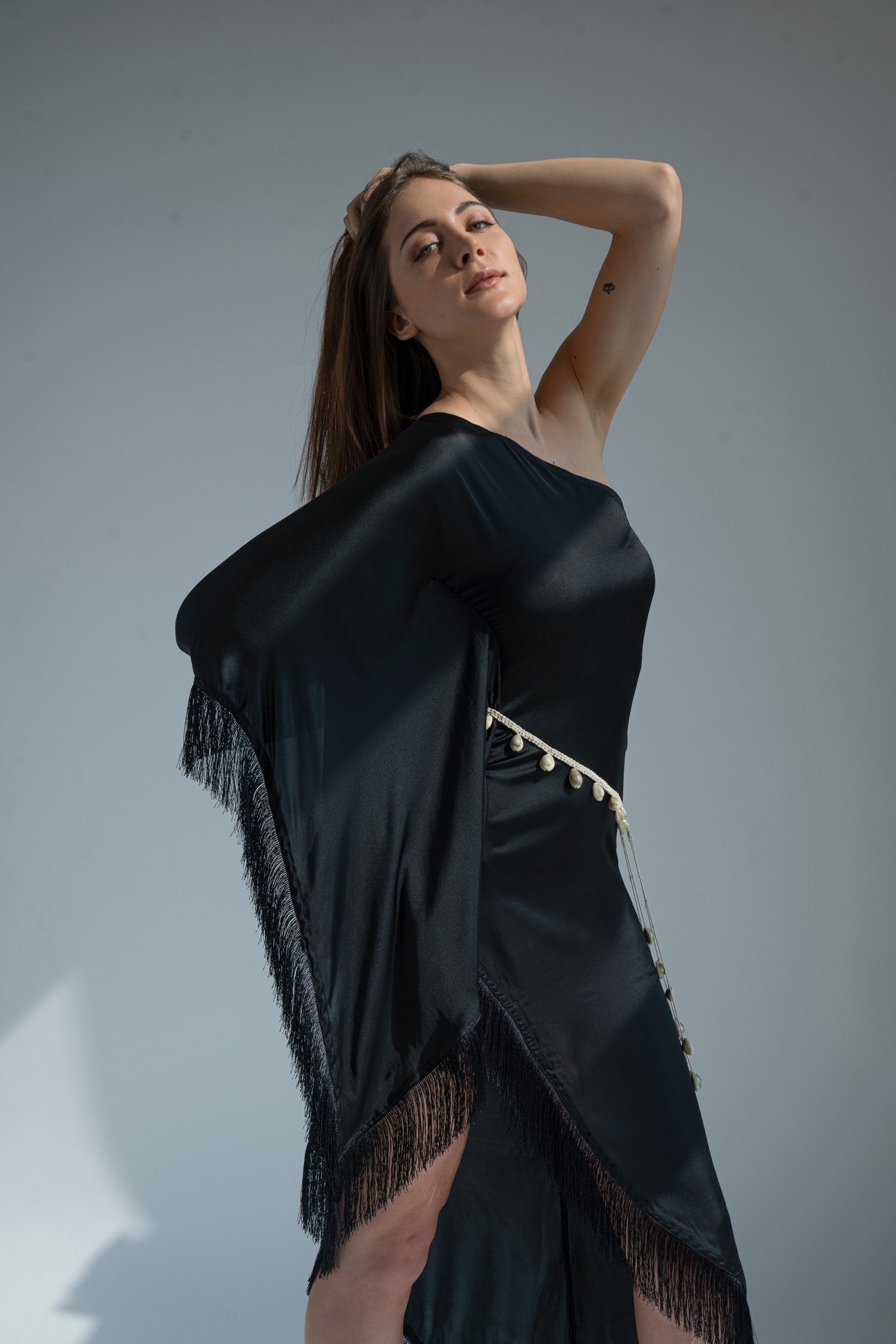 Black One Side Kaftan Dress