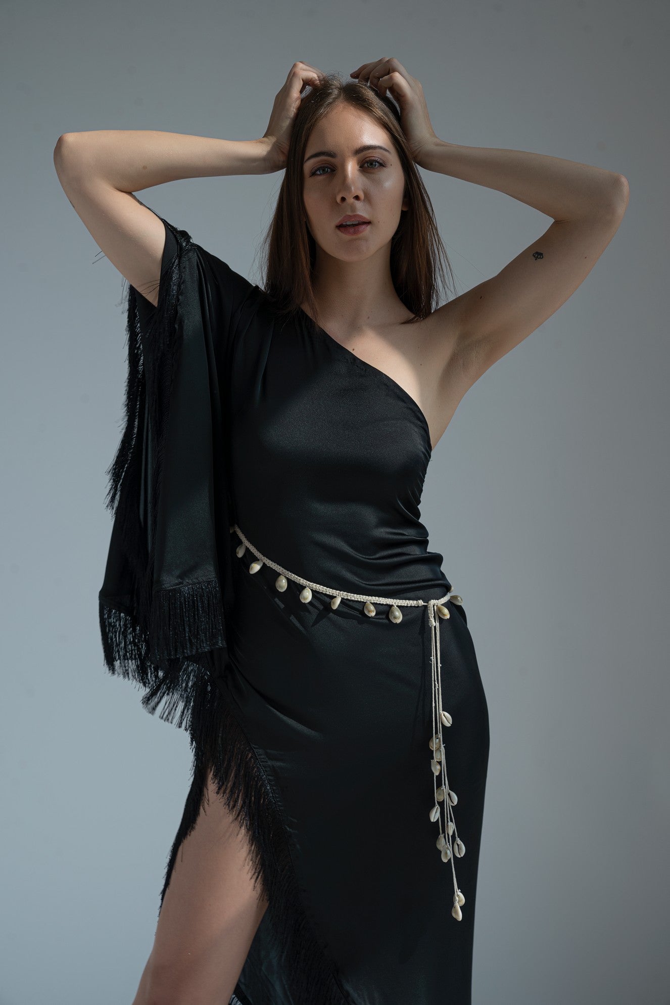 Black One Side Kaftan Dress