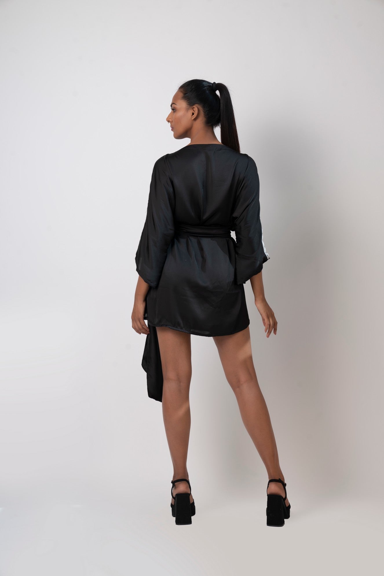 Black Kimono Mini Beach Dress