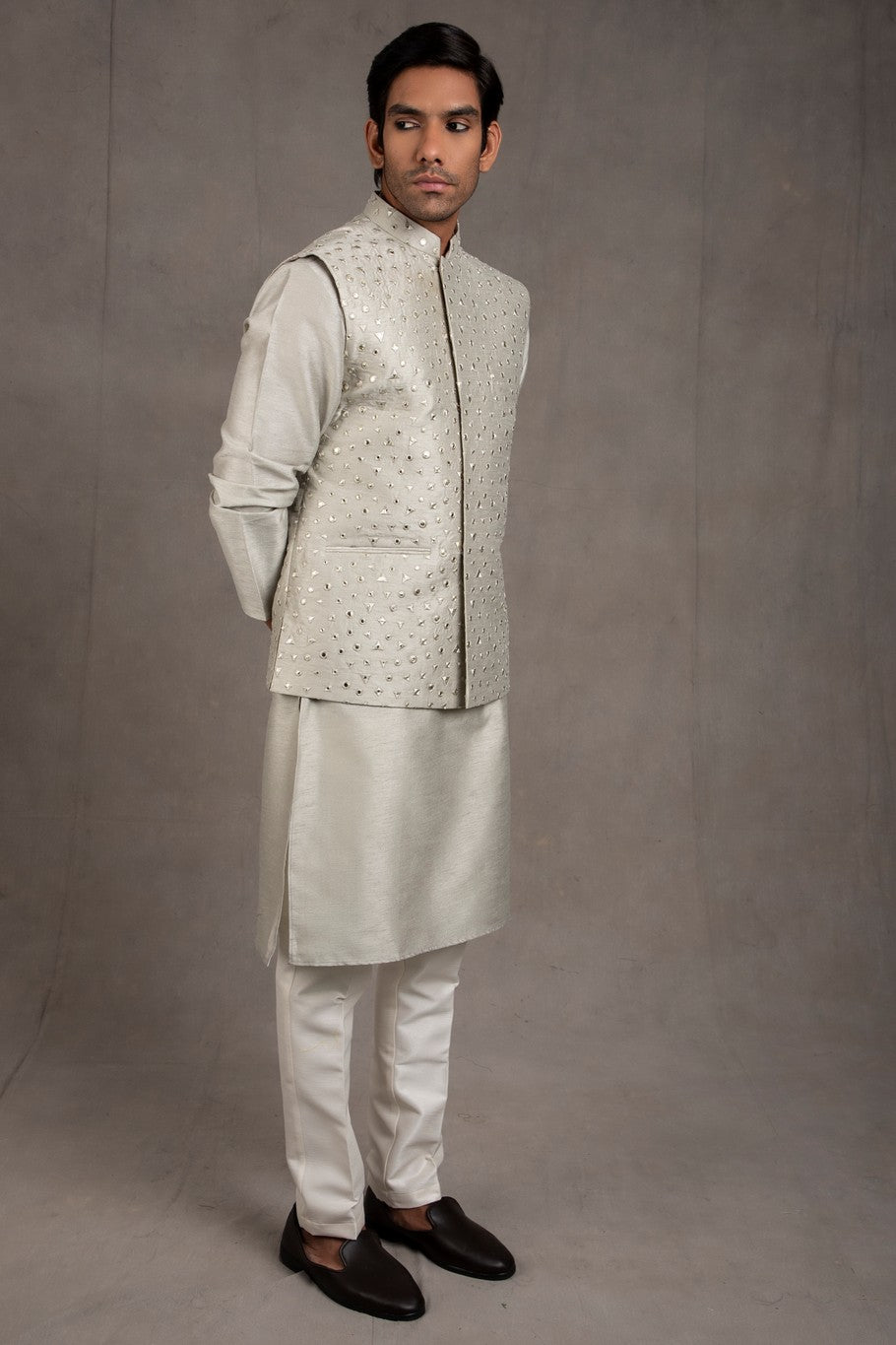 grey kurta with jacket