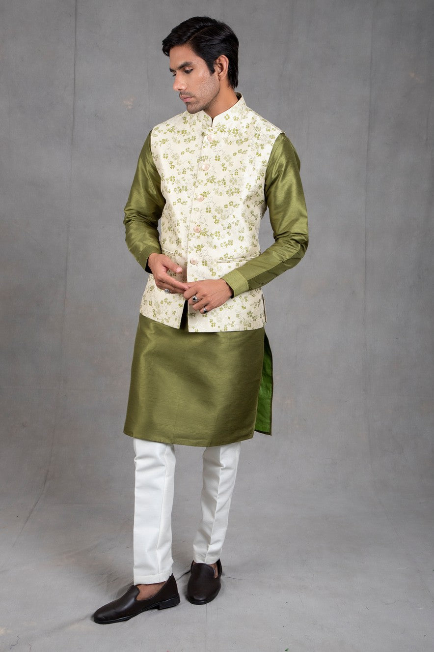 floral jacket with kurta