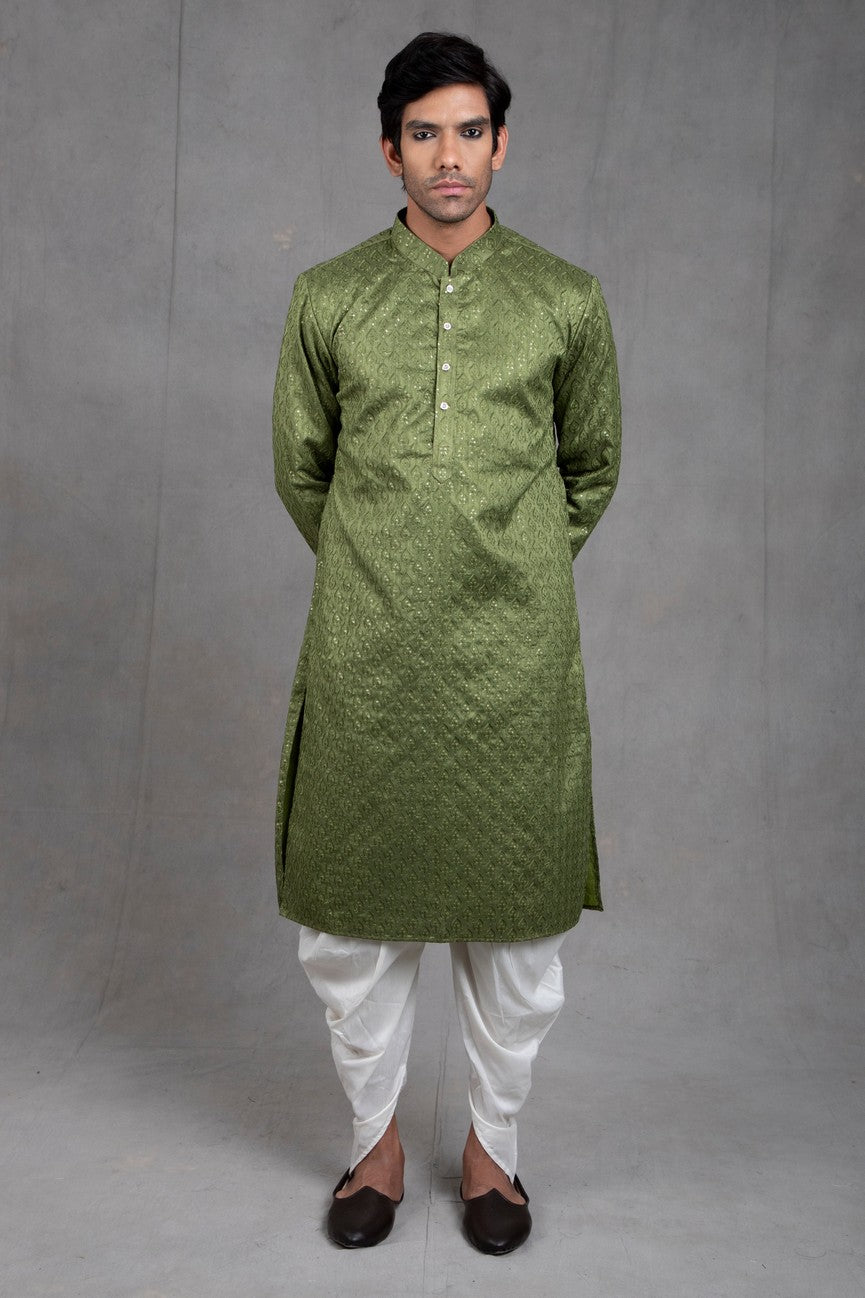 Green Chikan Kurta