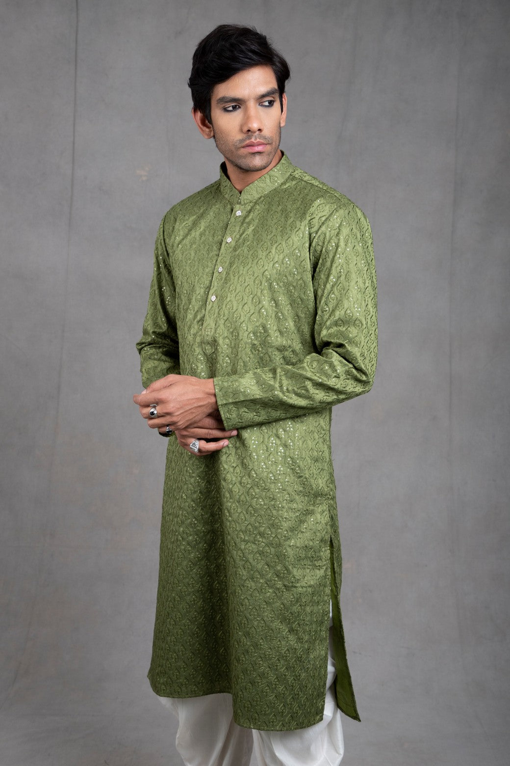 Green Chikan Kurta