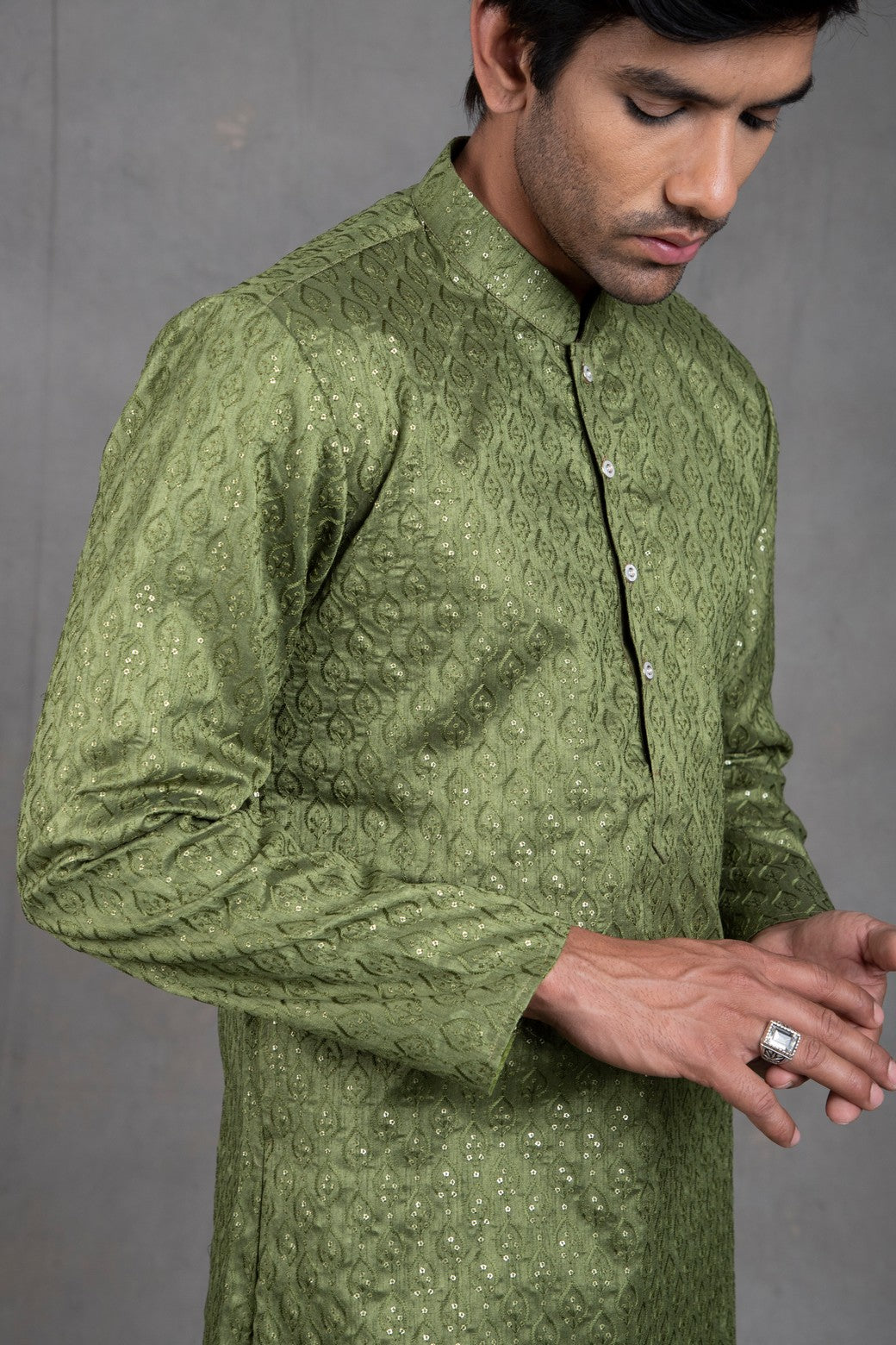 Green Chikan Kurta