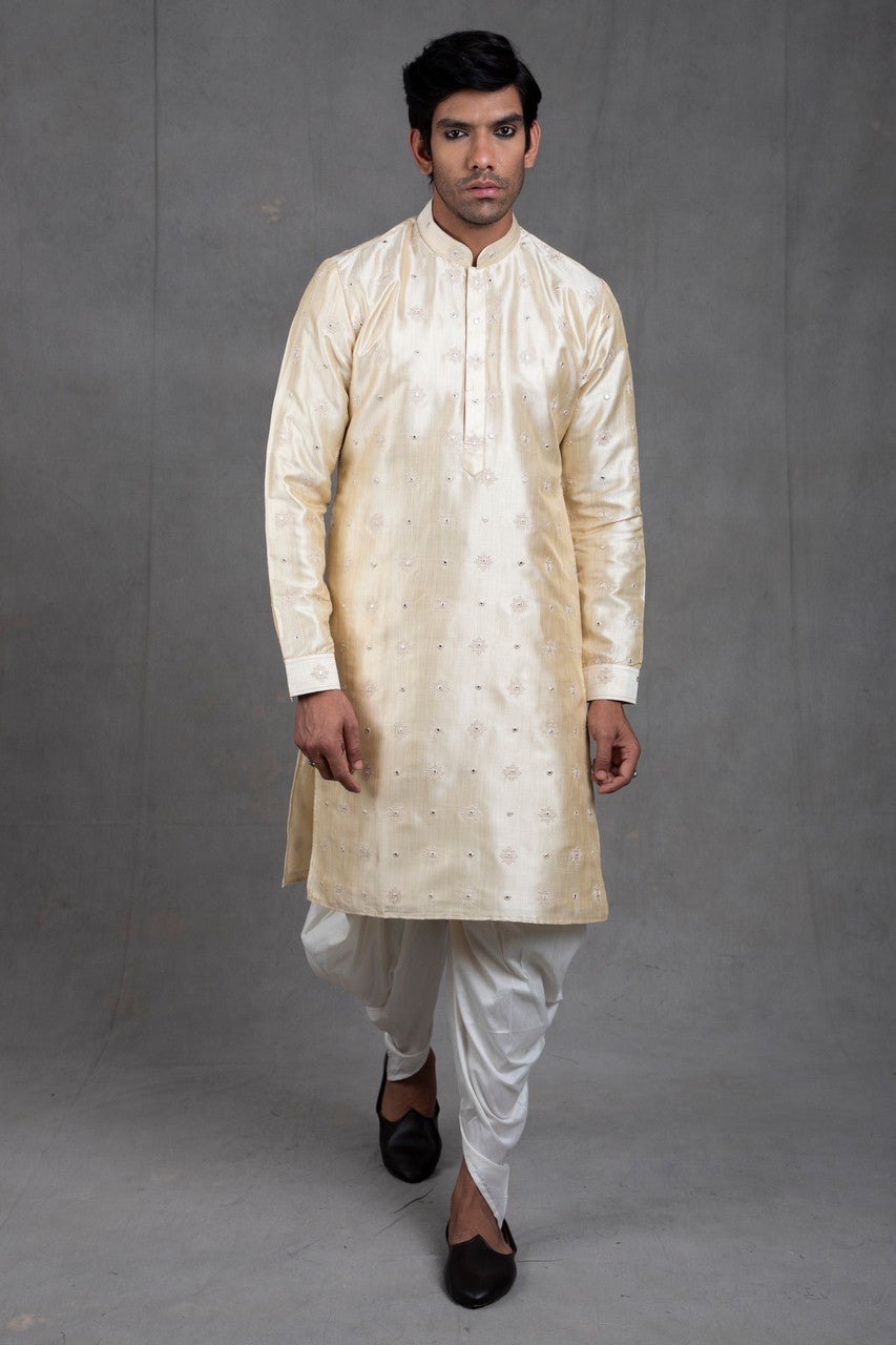 Beige Embroidered Kurta