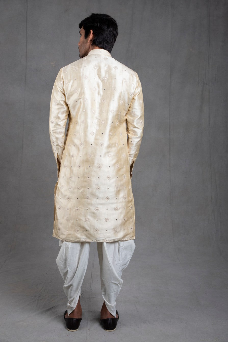 Beige Embroidered Kurta