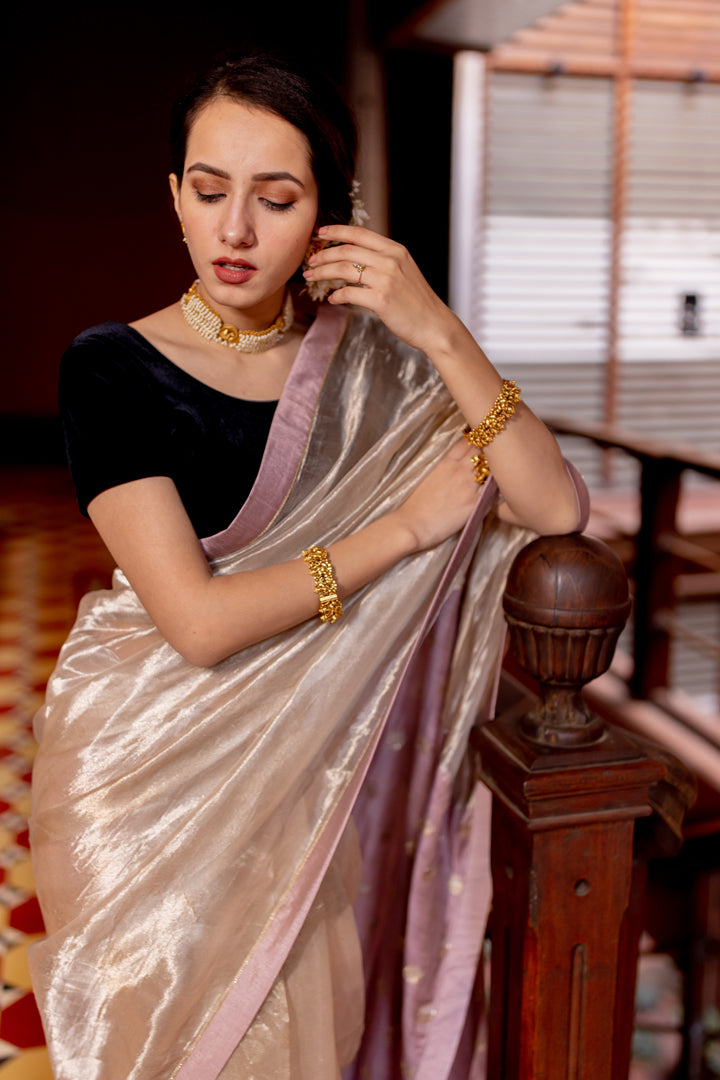 silver color tissue saree