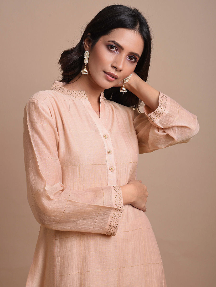 PEACH COLLARED KURTA