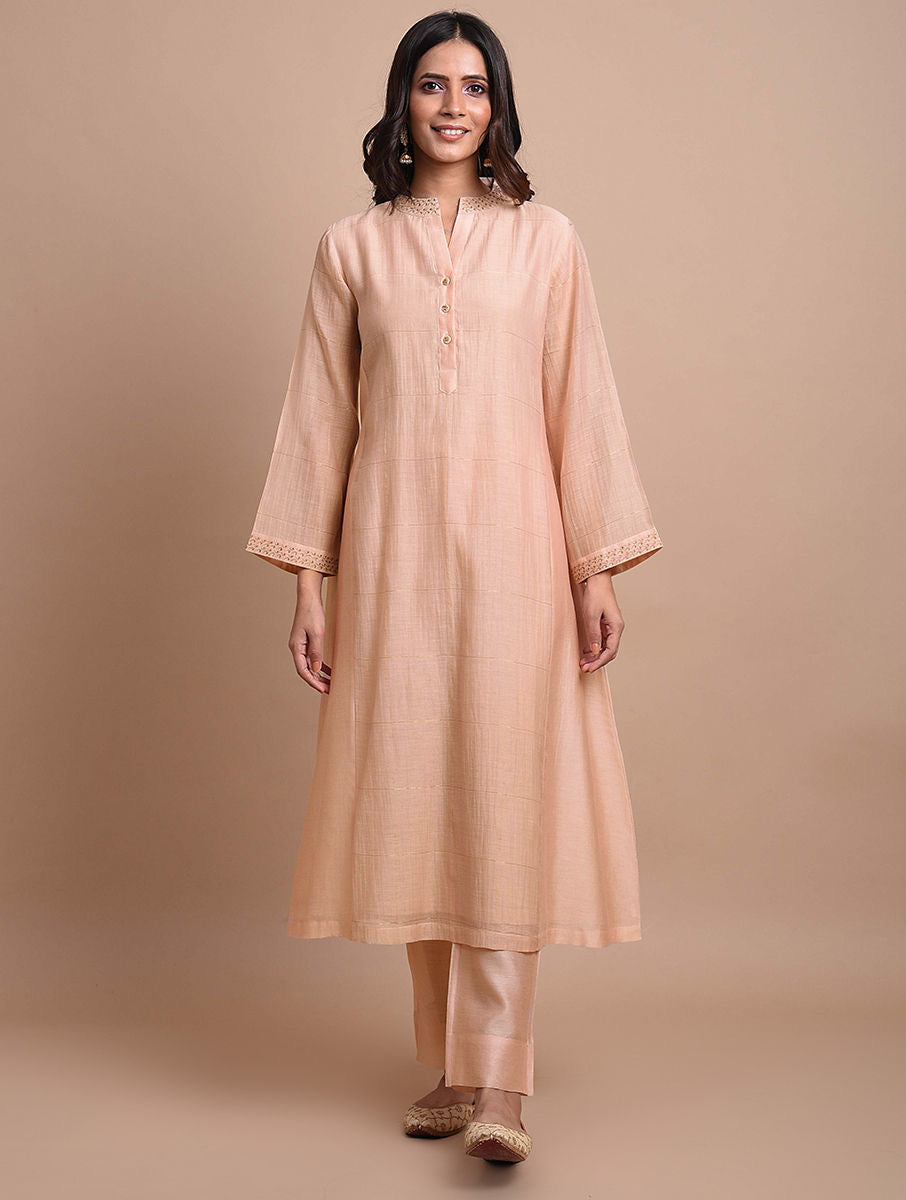 PEACH COLLARED KURTA