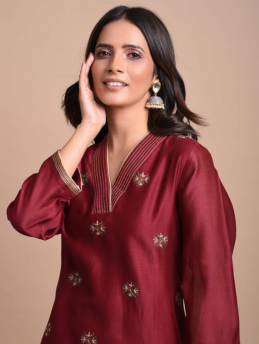 MAROON KURTA WITH PANTS