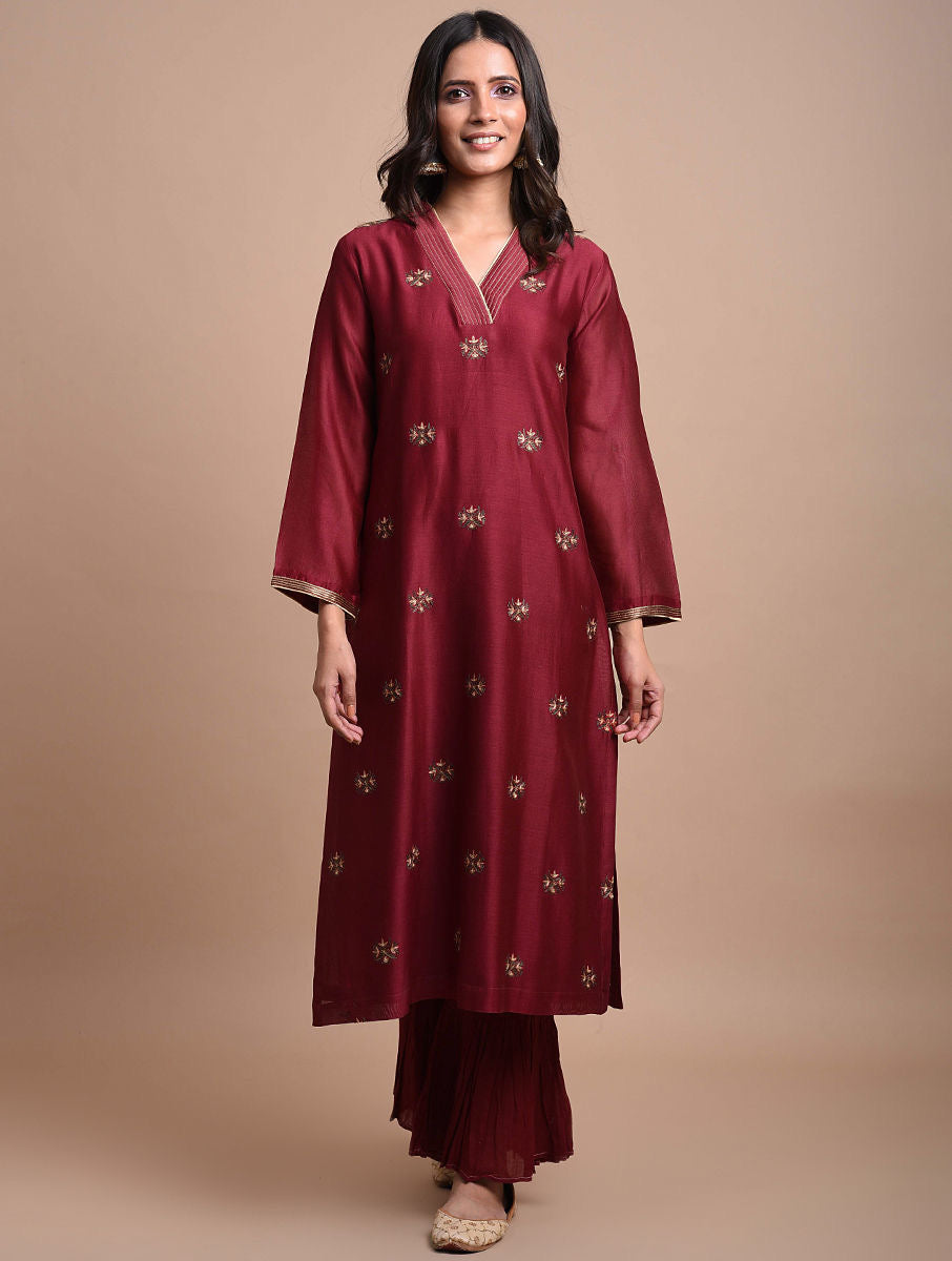 MAROON KURTA WITH PANTS