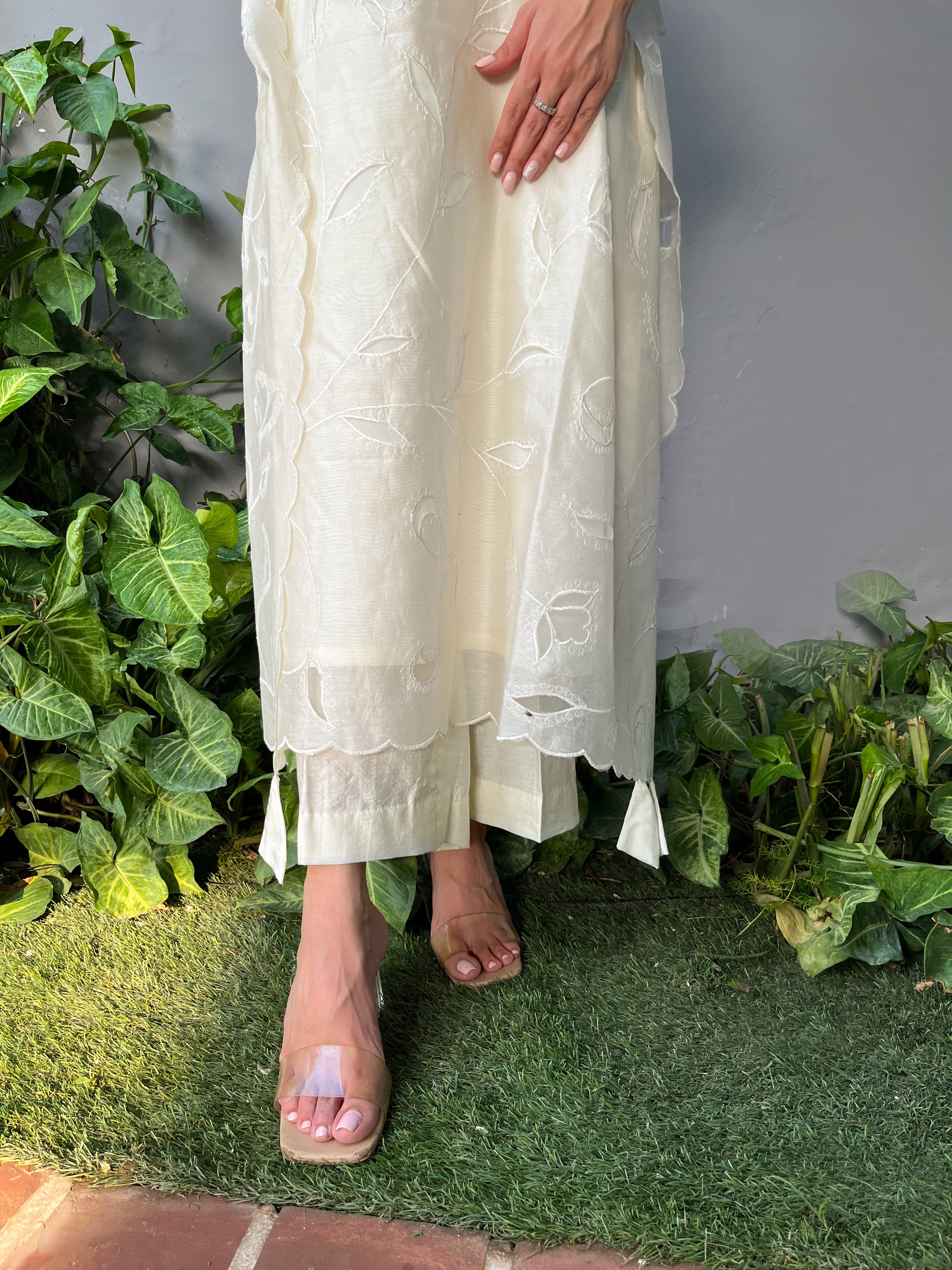 White Ivory Chanderi Kaftan