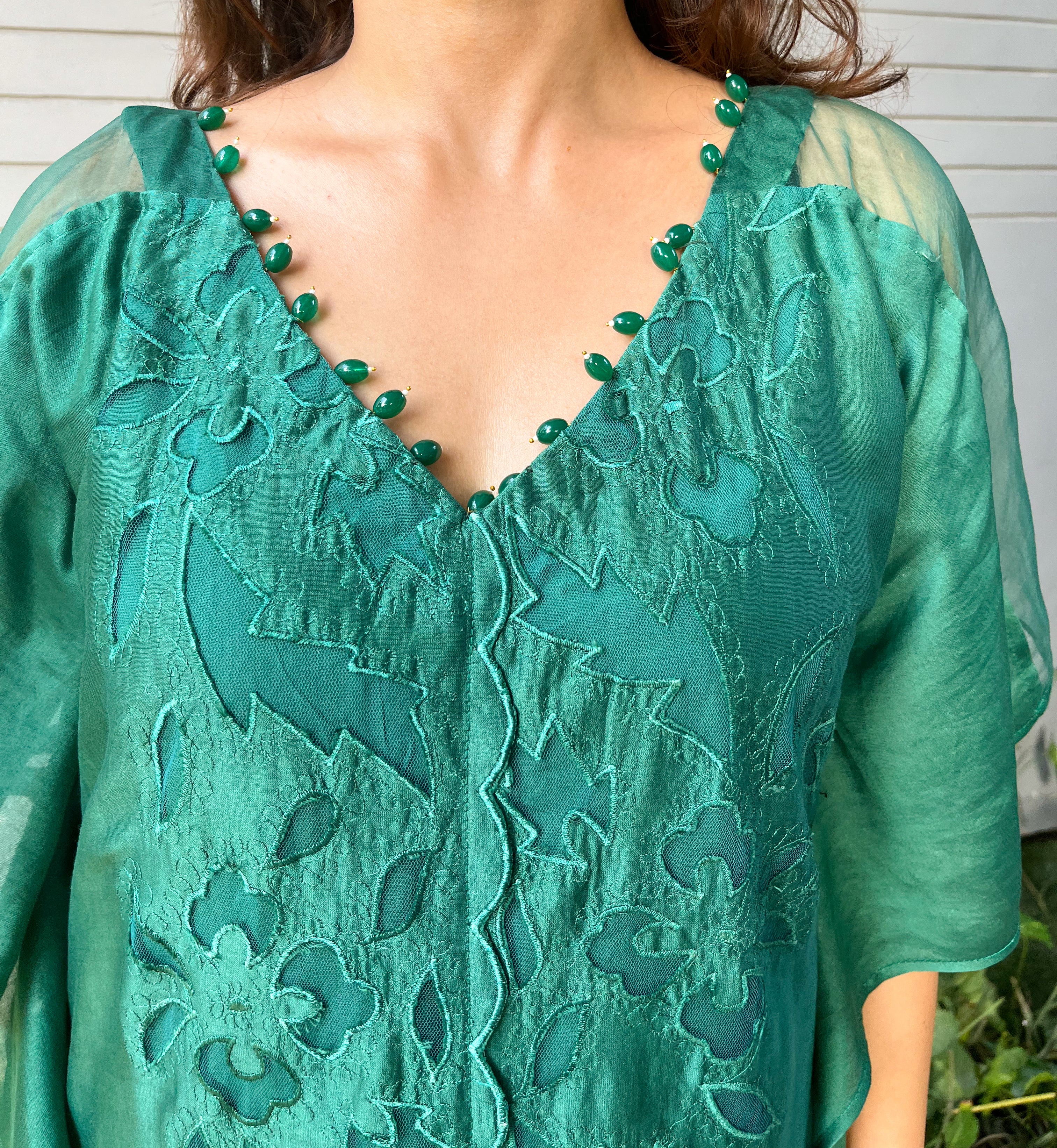 Green Chanderi Kaftan