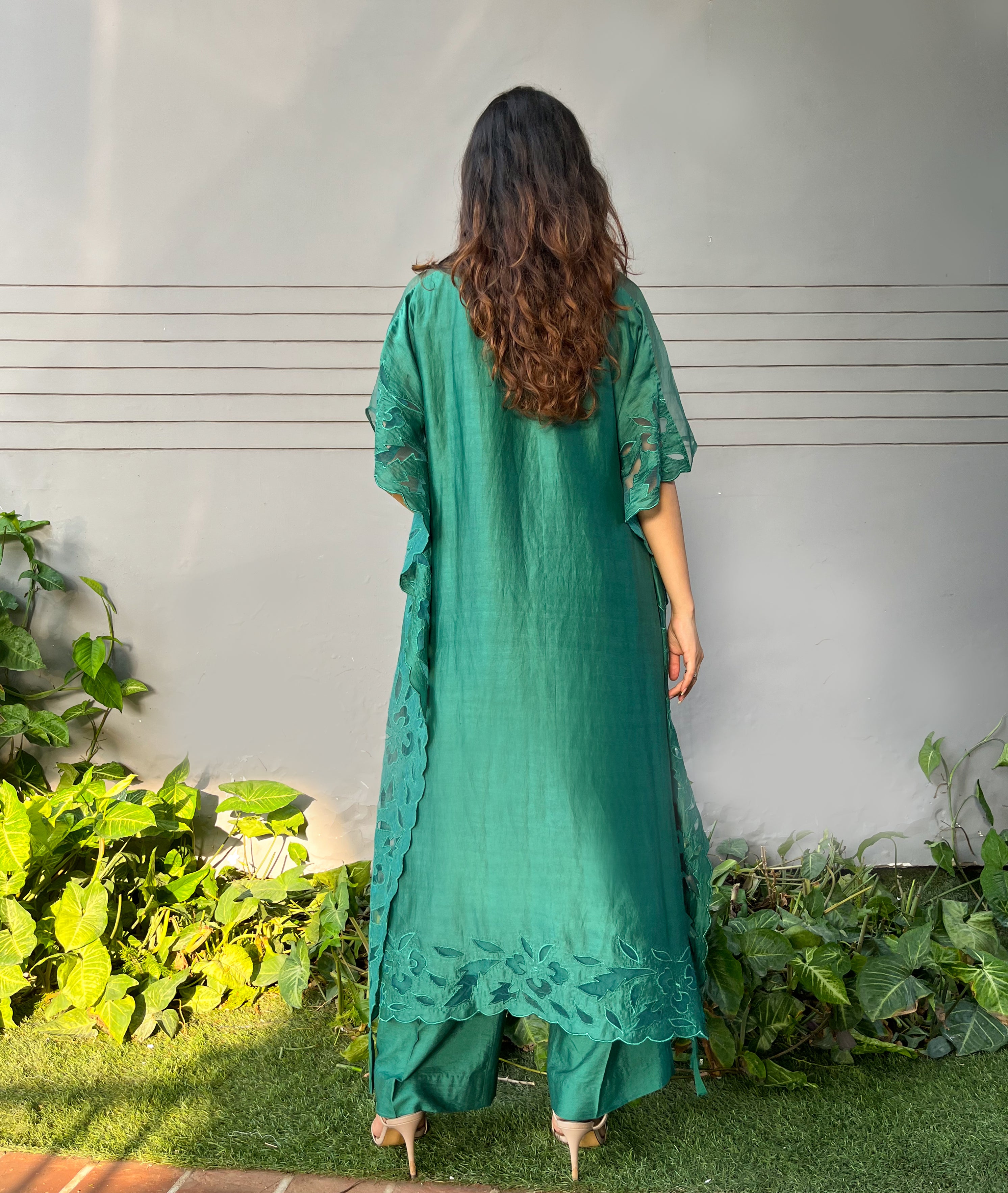 Green Chanderi Kaftan