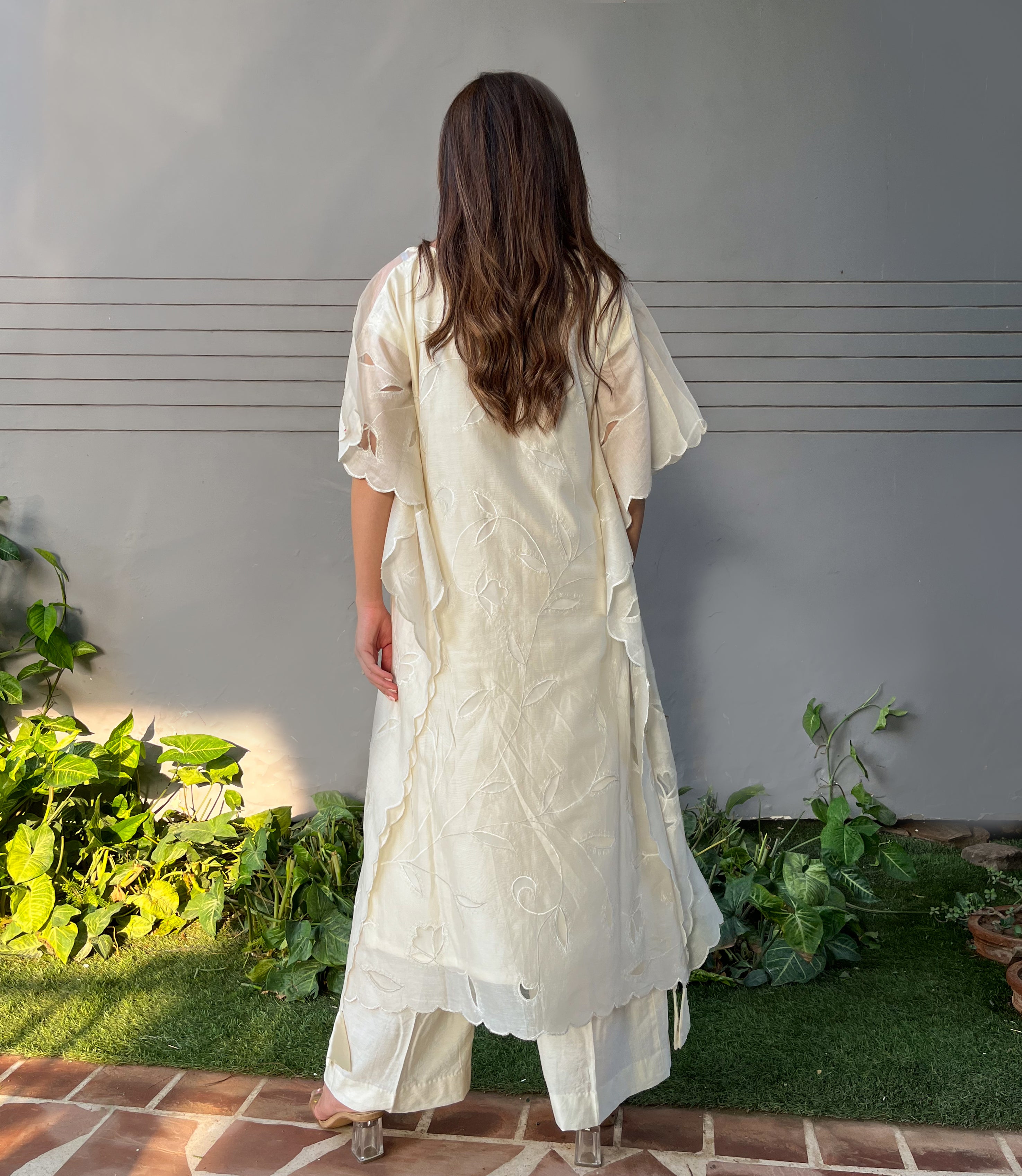 White Ivory Chanderi Kaftan