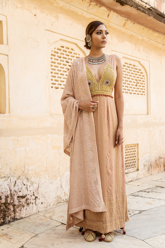 Peach Lucknowi Lehenga set