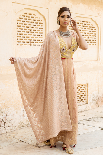 Peach Lucknowi Lehenga set