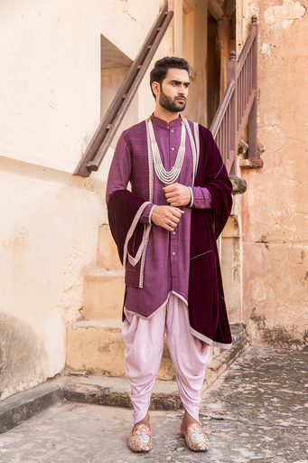 Mauve Kurta jacket set