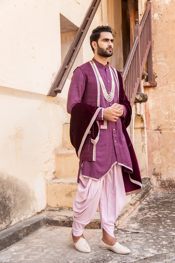 Mauve Kurta jacket set