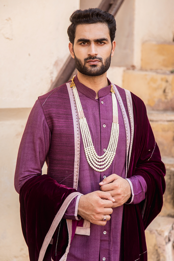 Mauve Kurta jacket set